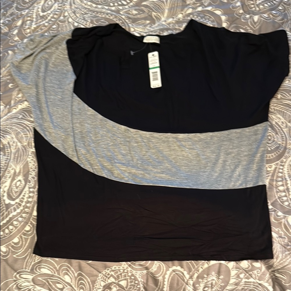 Joseph A Black and Gray Boxy Relaxed T-Shirt